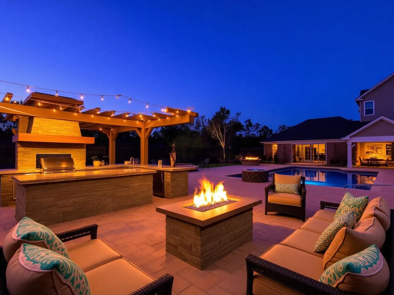 Lake Wylie Pavilion - Outdoor living build over existing pool in Charlotte, NC